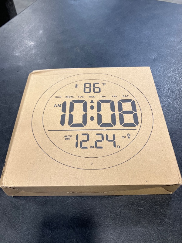View 2 of WallarGe Atomic Wall Clock, 8" Backlit Digital Display