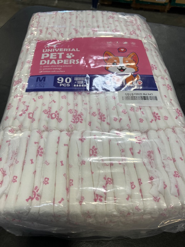 View 2 of Disposable Dog Diapers Female 90 Count Puppy Diapers Female (Waist 11-18 in M) Super Absorbent Small Doggie Diapers for Heat Excitable Urination or Incontinence - Pink