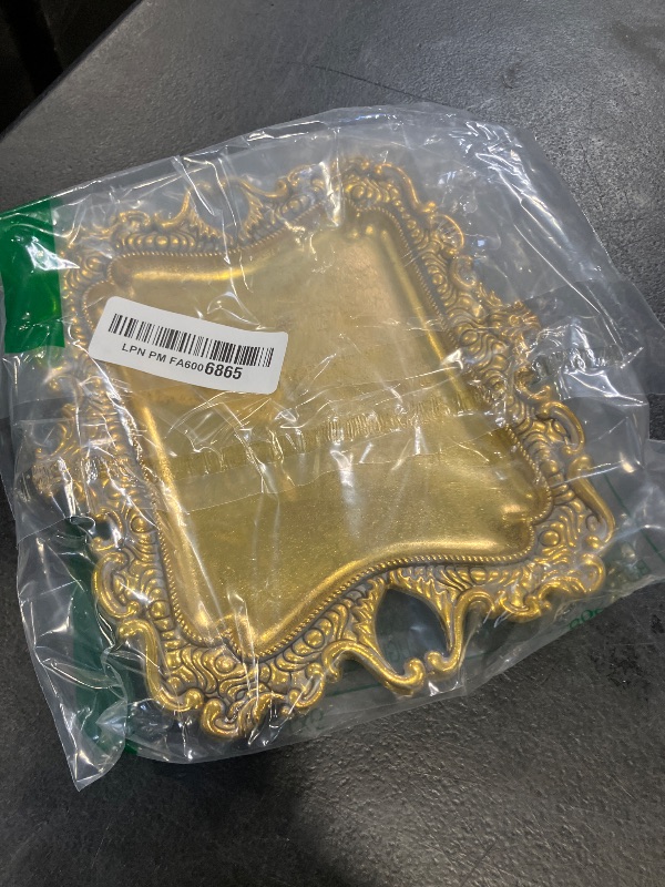 View 2 of Funly mee Vintage Metal Jewelry Tray - Gold, 8 x 7in