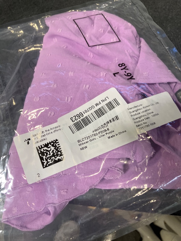 Photo 1 of blibean Girls Purple Short Sleeve Shirt - Size 8-9