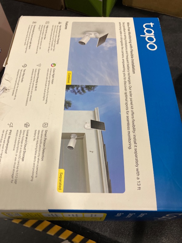 Photo 1 of Tapo SolarCam 1080p Security Camera Wireless Outdoor- Battery Power with Solar, Person Detection, Subscription-Free Local Storage or Optional Cloud, Works with Alexa & Google Assistant, C402 KIT
