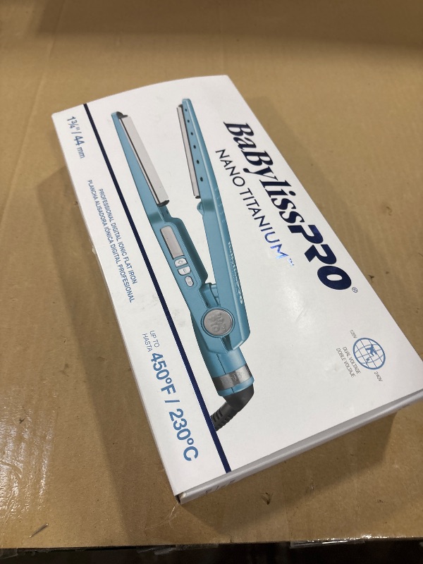 Photo 1 of BaBylissPRO Nano Titanium Ionic Flat Iron, Blue, 1 1/4"