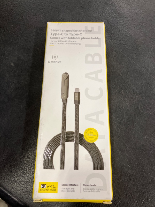 Photo 1 of CBDYWVR 240W USB-C Fast Charge Cable with Stand, 5FT