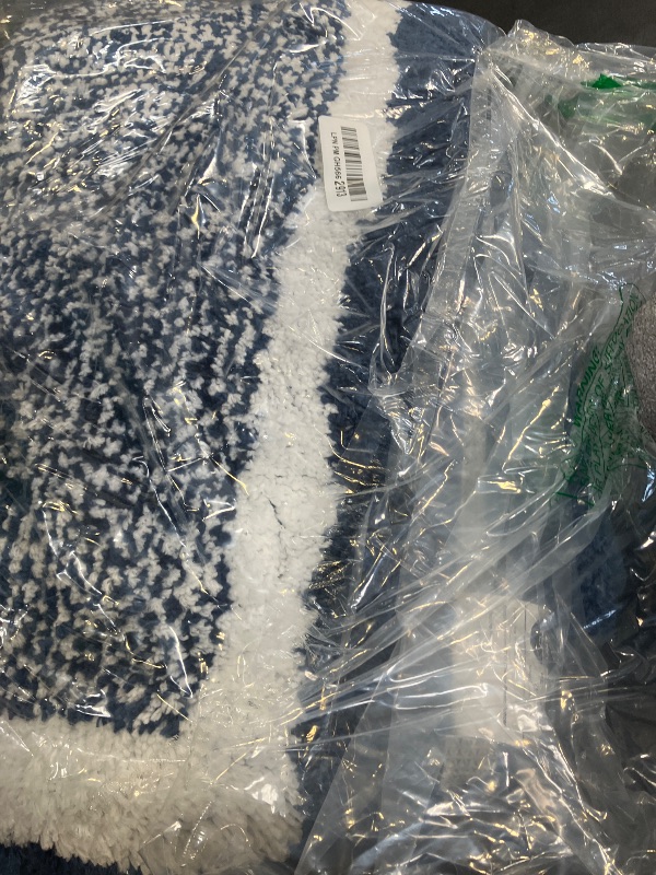Photo 1 of OLANLY Bathroom Runner Rug 47x20 Navy and White
