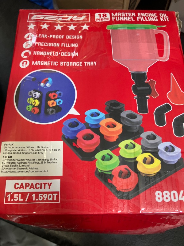 Photo 1 of SEDY 18-Piece Engine Oil Funnel Kit with Magnetic Tray