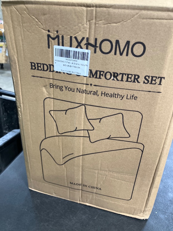 Photo 1 of MUXHOMO 7-Piece Oversized King Comforter Set - Navy Blue