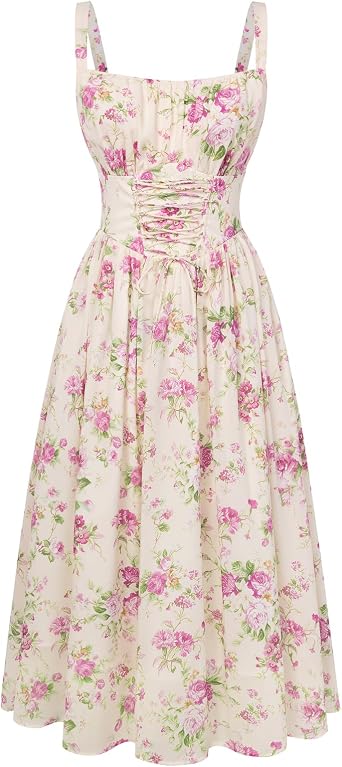 Photo 1 of Scarlet Darkness Floral Dress for Women Wedding Guest Sundress with Pockets S
