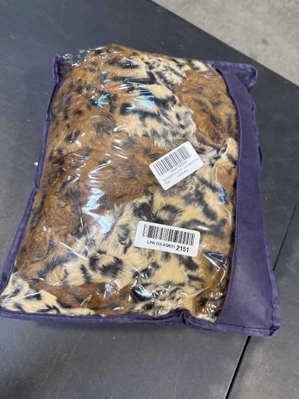 View 2 of RYNGHIPY Faux Fur Leopard Throw Blanket 51"x63"
