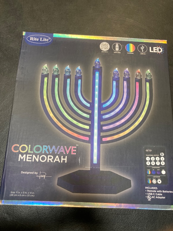 View 3 of Rite Lite ColorWave Menorah - Multi-Function, Remote Control, Matte Blue