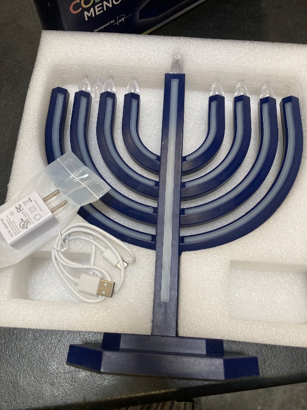 View 5 of Rite Lite ColorWave Menorah - Multi-Function, Remote Control, Matte Blue