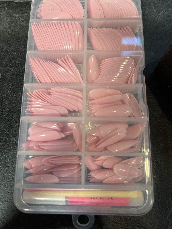 View 2 of Bellelfin Medium Almond Press on Nails,Baby Pink Fake Nails,240pcs