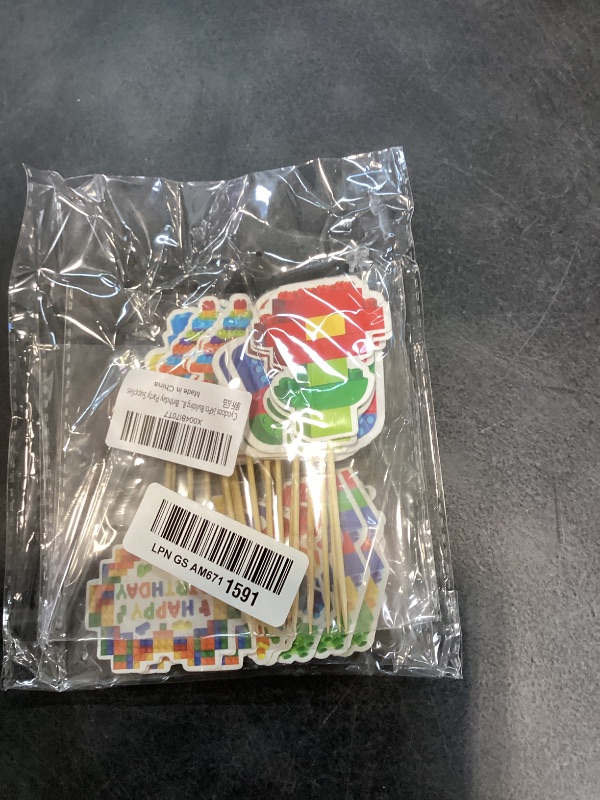 Photo 1 of Cyodoos Building Block Cupcake Toppers, 24 Count