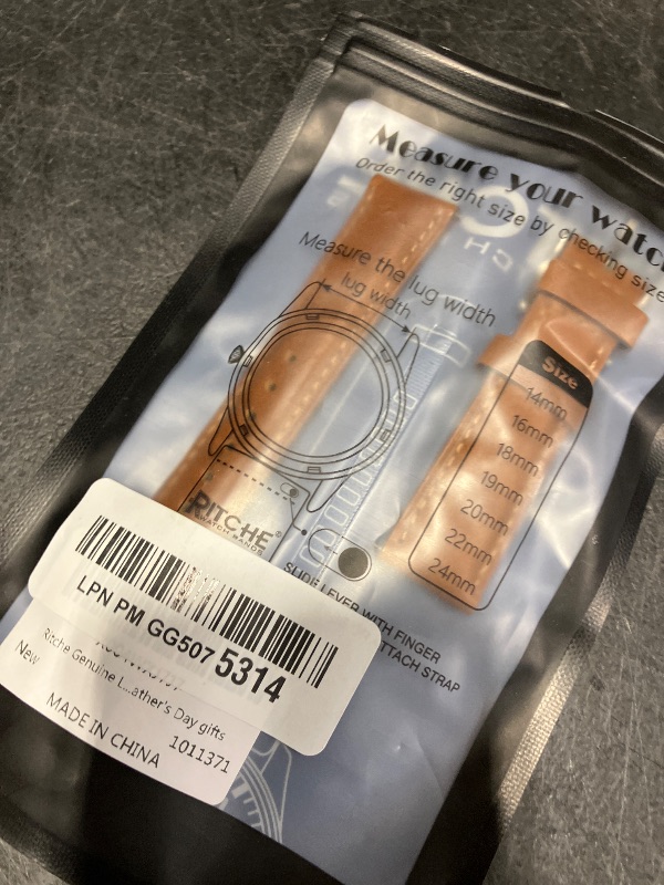 Photo 1 of Ritche Genuine Leather Watch Band - 20mm Toffee Brown & Silver
