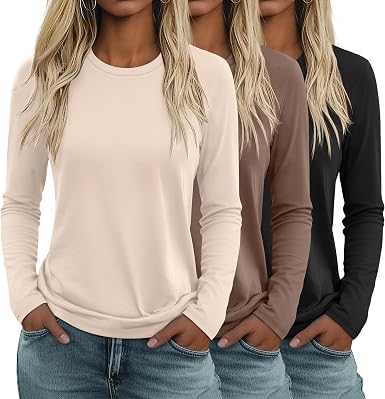 Photo 1 of Huukeay 3 Pack Women's Long Sleeve Shirts Crew Neck Tunic Tops
small
