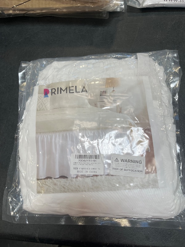Photo 1 of RIMELA White Bed Skirt King Size 15 Inch Drop, Elastic Bed Skirting for Bed Base and Frame, Bedding Dust Ruffle, Lightweight Wrap Around Adjustable Bedskirt, Cal King
