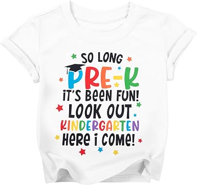 Photo 1 of LUKYCILD Kindergarten Graduation Shirt for Kids Last Day of School Tshirt Toddler Girls Boys Pre-K Graduation Gift Tee Top 110