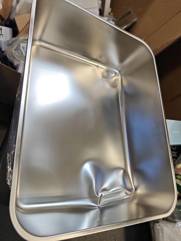 Photo 1 of KISENG Stainless Steel Cat Litter Box Sturdy Metal Pan for Cats and Pets