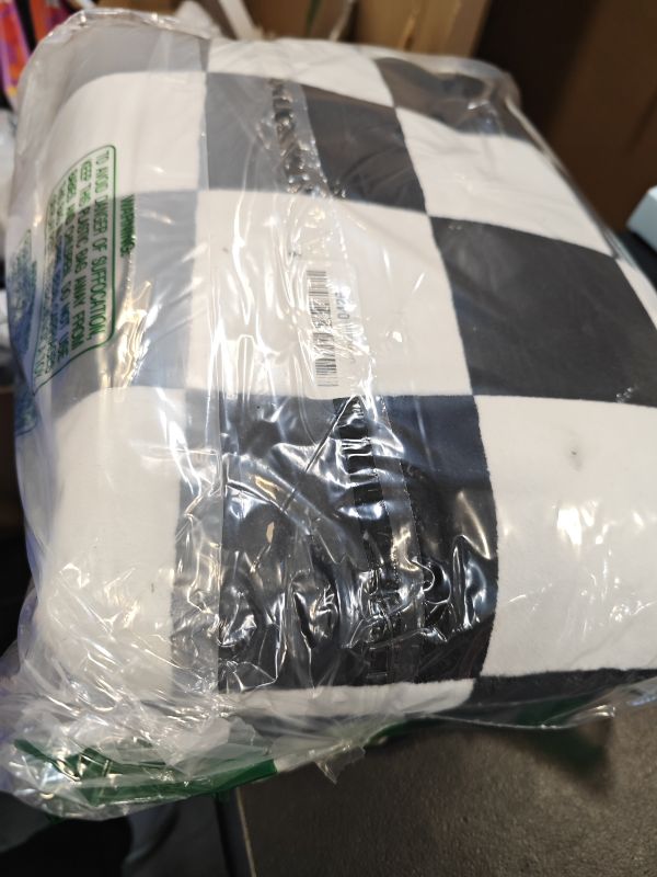 Photo 1 of Terrug Black and White Checkered Area Rug, 5' x 7'