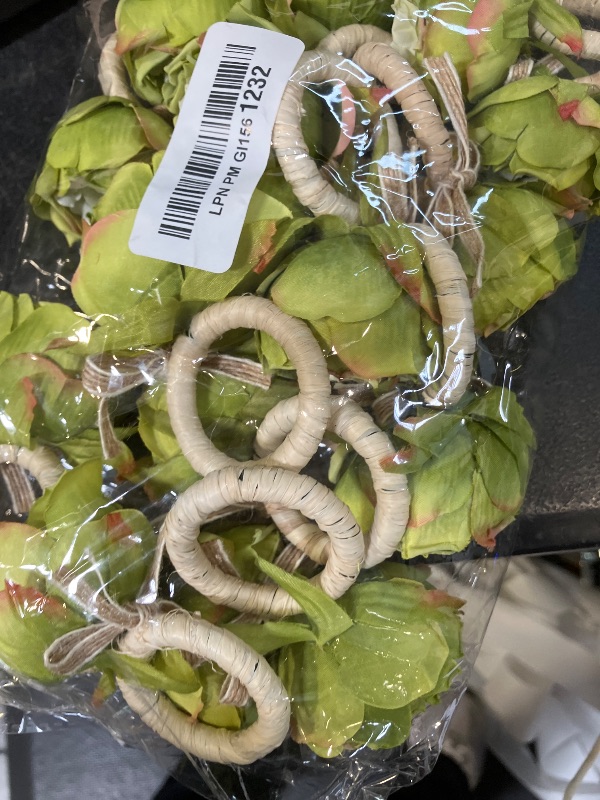 Photo 1 of FEKIDO Green Flower Napkin Rings Set of 8