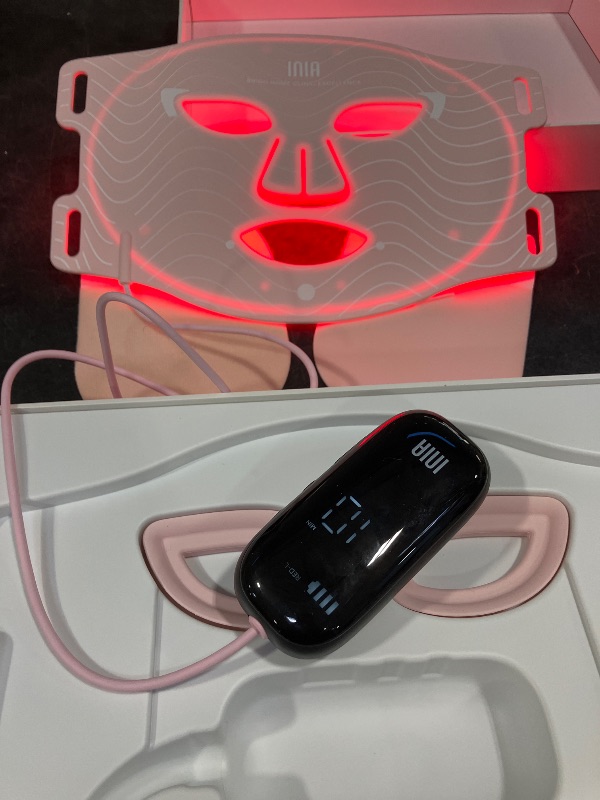View 3 of INIA Red Light Therapy Mask for Face, 850nm NIR, Red/Blue LED Light 4 Modes