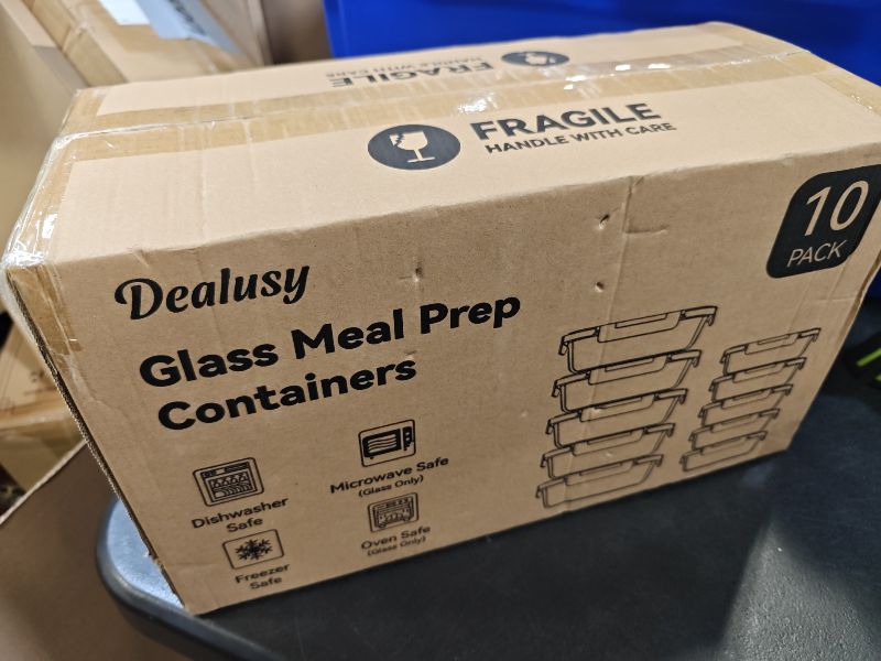 Photo 1 of Dealusy Glass Food Storage Containers, 10 Sets (36 oz & 12 oz), Gray