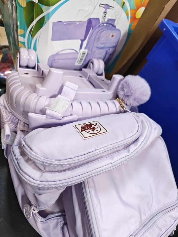 Photo 1 of CCJPX Rolling Backpack with Lunch Bag & Pen Case - Purple