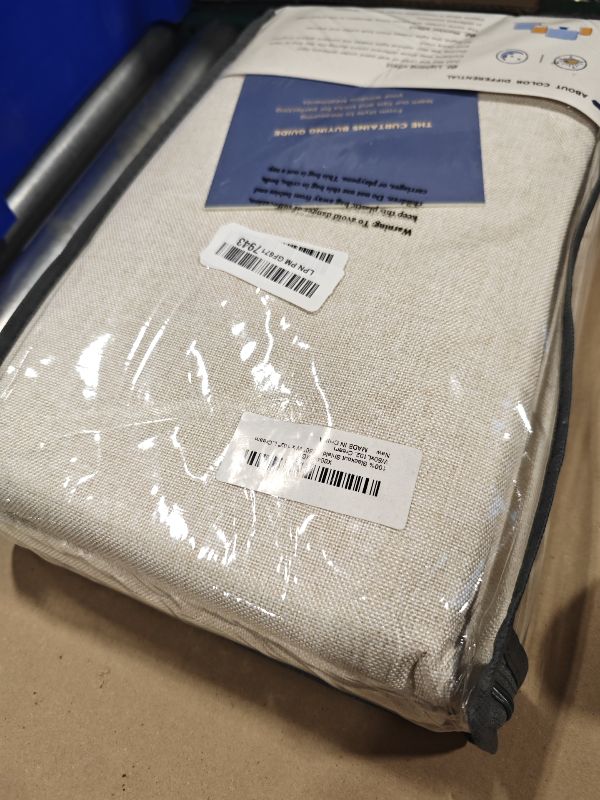 Photo 1 of 100% Blackout Linen Look Curtains - Cream