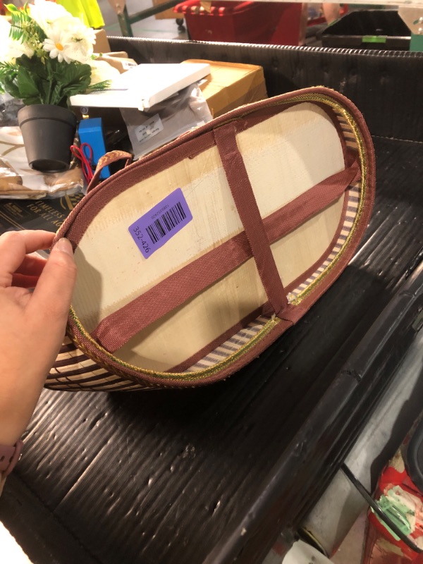 View 2 of ***MISSING TOO, LOOKS BROKEN***Handmade Bamboo Picnic Basket, Portable Foldable Outdoor Picnic Box for Beach Camping | Natural Snack Storage | Fruit Basket(Coffee)