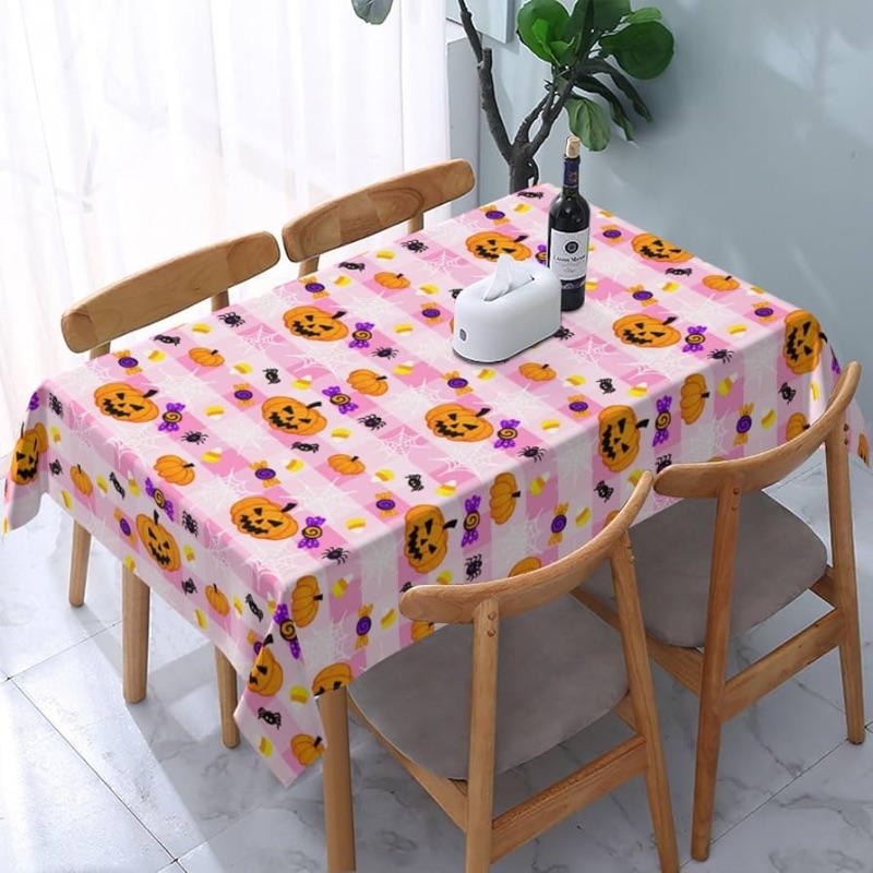 View 1 of ***STOCK IMAGE FOR REFERENCE***
Pastel Pink Halloween Rectangle Tablecloth Waterproof Table Cloth Resistant Washable, Decorative Fabric Table Cover for Dining, Party and Camping 54 X 72 Inch