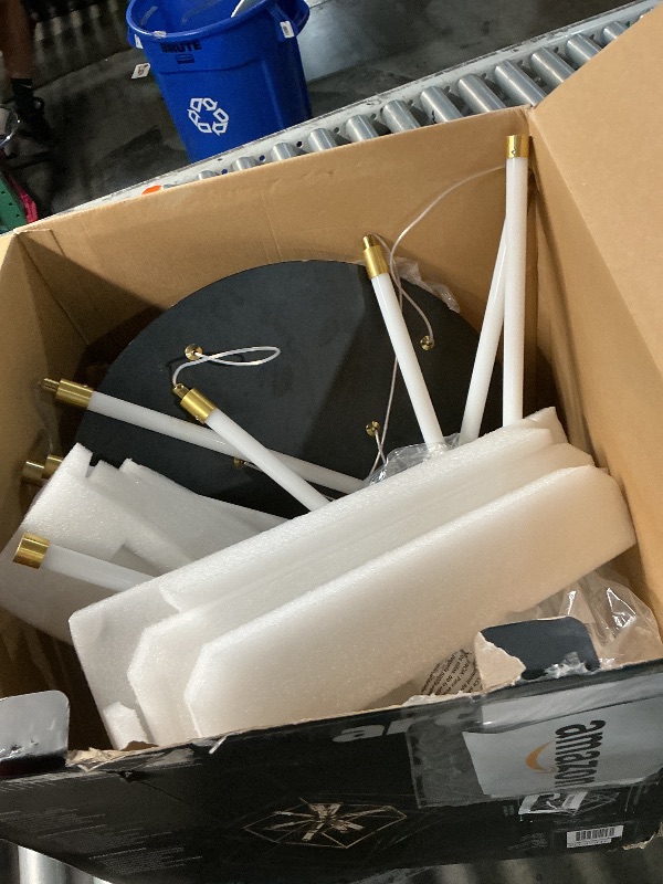 View 2 of ****USED UNKOWN IF MISSING PARTS****
Imperium 9-Light Black and Gold Modern Sputnik Geometric Chandelier Light Fixture for Dining Room or Kitchen CHMP-HD2BG