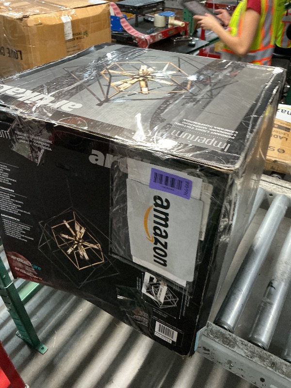 View 3 of ****USED UNKOWN IF MISSING PARTS****
Imperium 9-Light Black and Gold Modern Sputnik Geometric Chandelier Light Fixture for Dining Room or Kitchen CHMP-HD2BG
