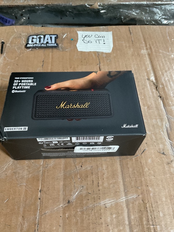 View 3 of ***FACTORY SEALED***Marshall Emberton III Portable Bluetooth Speaker - Black & Brass