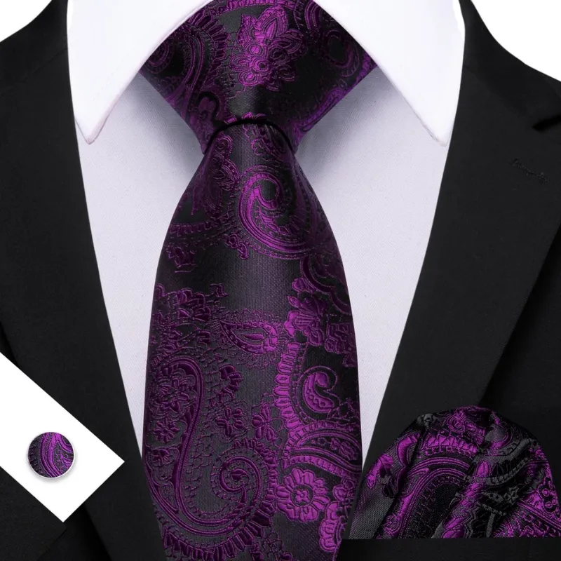 View 1 of ***STOCK PHOTO REFERENCE ONLY***Red Tie Pocket Square Cufflinks Set Men's Dress Suit Accessory