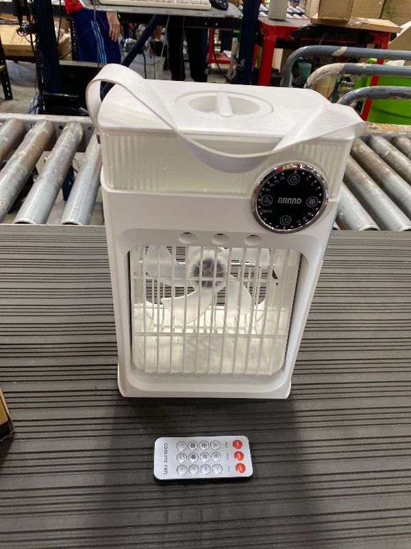View 3 of ***DOES NOT POWER ON *****Portable Air Conditioners, Mini Portable AC Unit for Bedroom, 1200ML Small Cooling Fan with Remote, 3 Mist, 3 Speed, 8 Light, 2-8H Timer Personal Cooler Fans for Office Camping Car Desk(White)