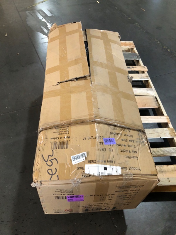 View 3 of ***TRUCK/TRAILER PICKUP ONLY******FACTORY SEALED***POP JUMP 13ft Tropical Inflatable Dual Lane Water Slide with Pool