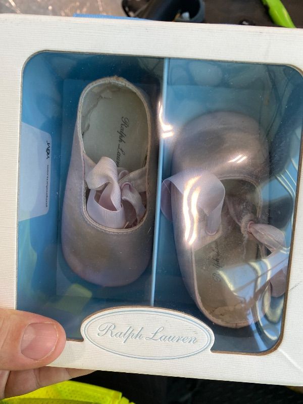 View 3 of [Heavily Used] Ralph Lauren Layette Briley Ballet Crib Shoe (Infant/Toddler),Pink Satin,4 M US Toddler