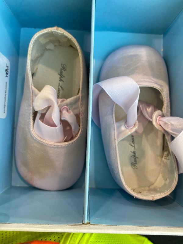 View 4 of [Heavily Used] Ralph Lauren Layette Briley Ballet Crib Shoe (Infant/Toddler),Pink Satin,4 M US Toddler