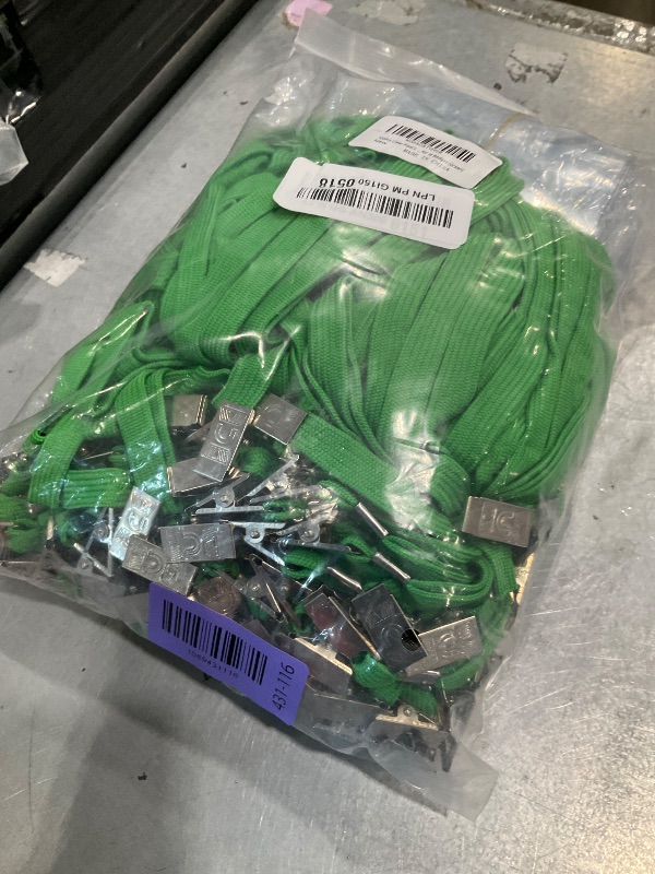 View 2 of 100Pcs Green Lanyards for ID Badges with Name Tags Badge ID Card Holders