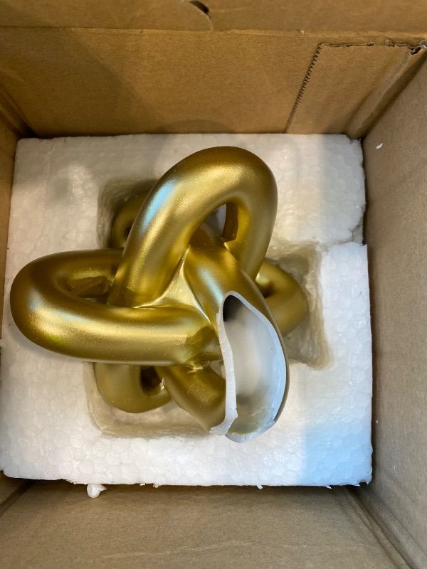 View 3 of [MAJOR DAMAGE] DOVDOV Golden Knot Statue, 5.5" Resin Abstract Sculpture