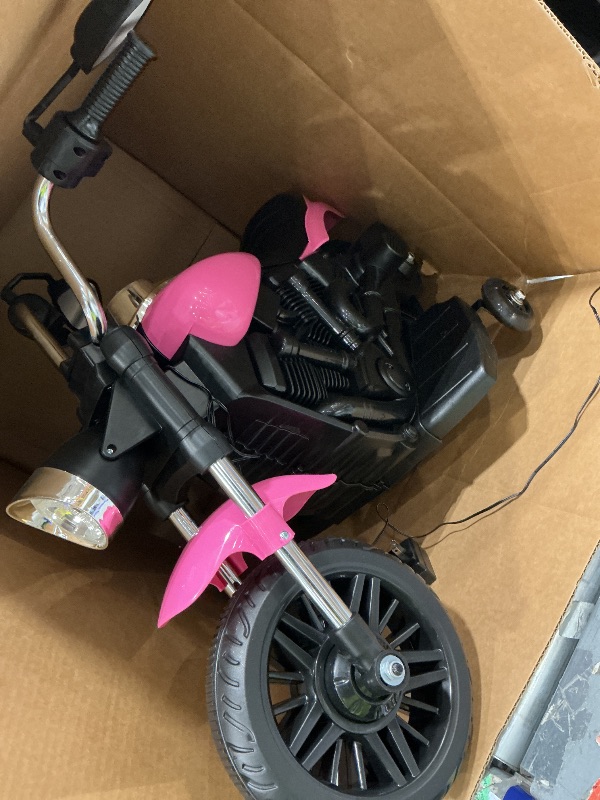 View 3 of 12V Kids Electric Motorcycle, 3-Wheel Ride on Toy w/Detachable Training Wheels, Soft Start, Reverse, Headlight, Horn & Music, Battery Powered Kids Motorcycle