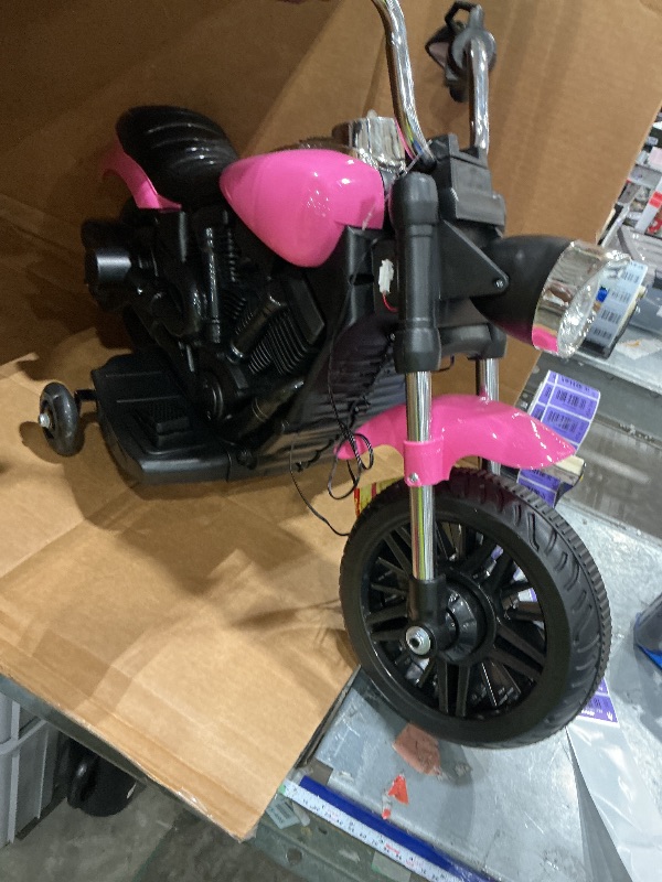 View 2 of 12V Kids Electric Motorcycle, 3-Wheel Ride on Toy w/Detachable Training Wheels, Soft Start, Reverse, Headlight, Horn & Music, Battery Powered Kids Motorcycle