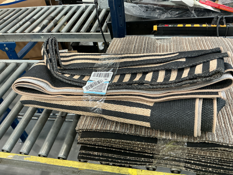Photo 1 of Lahome Modern Rainbow Easy Jute Outdoor Rug 6x9, Black Patio Classroom