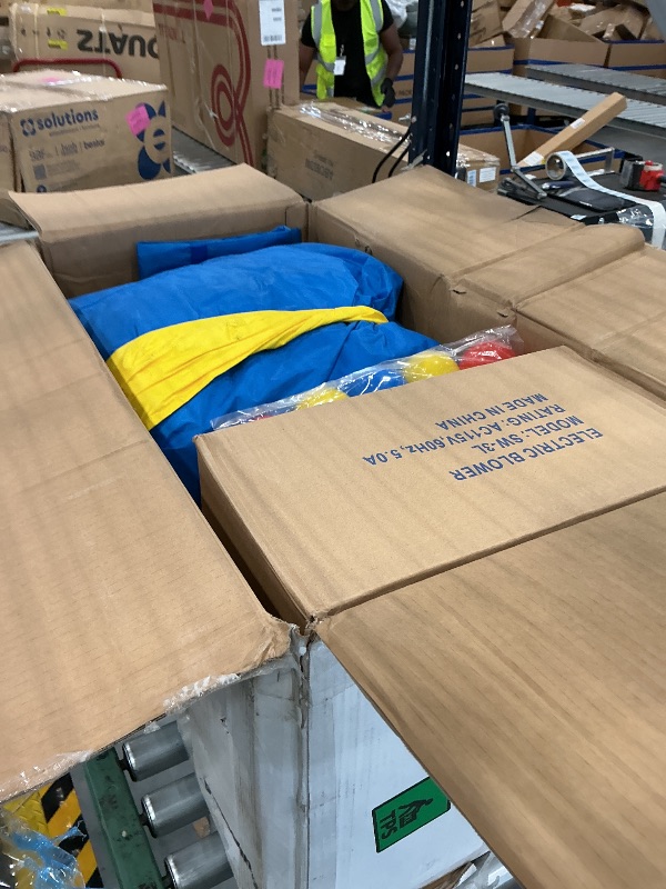 Photo 1 of Inflatable Bounce House or Water Slide Wet or Dry with Sun Roof, Ball Pit 30 Balls, Water Gun, Fun Bouncing Area with Basketball Hoop, Long Slide with Climbing Wall, UL Certified Blower Included