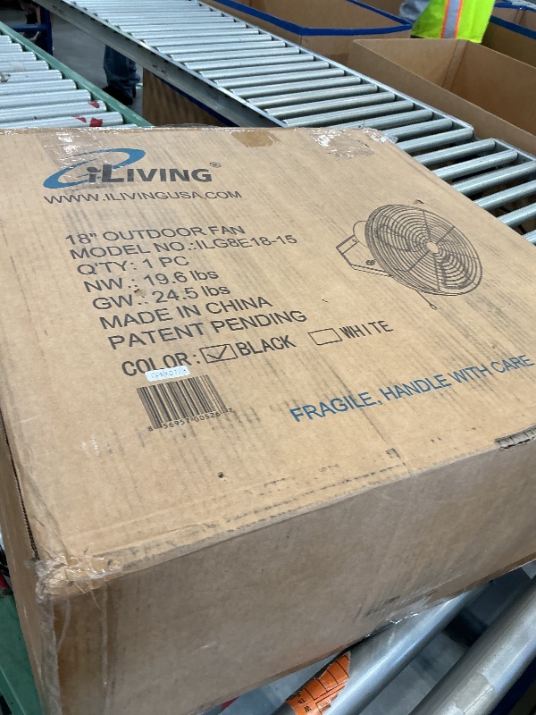 Photo 1 of iLiving 18" Wall Mounted Fan - 6360 CFM, 3-Speed, Industrial Grade, Commercial/Residential, Weatherproof Outdoor/Indoor Fan for Garage, Patio, Workshop, Greenhouse | UL Listed, Mist Kit Compatible