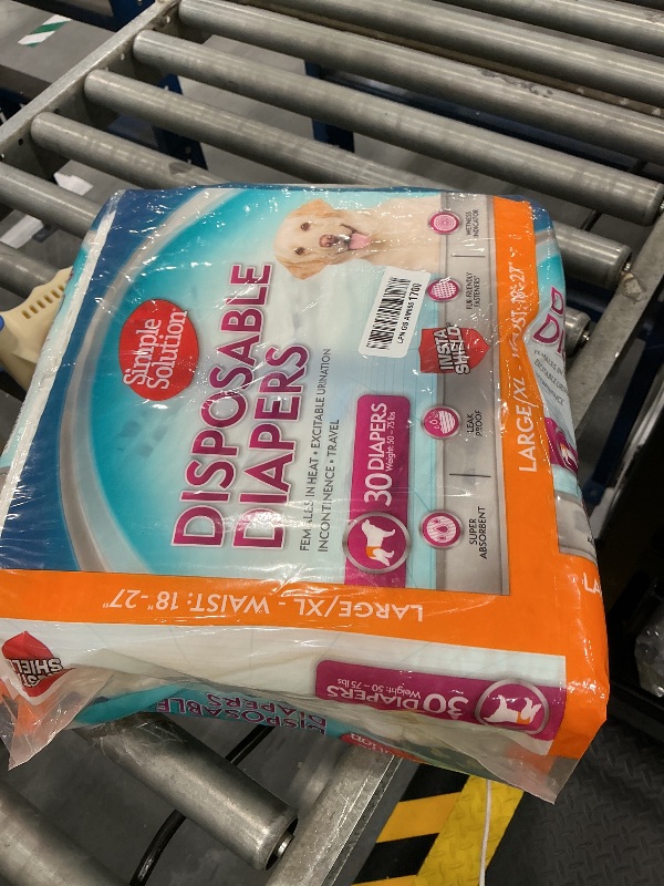 Photo 1 of Simple Solution Female Dog Diapers, Disposable Dog Diapers, L/XL, 30 Count
