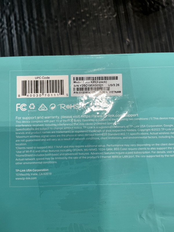 Photo 1 of TP-Link Deco X20 WiFi 6 Mesh WiFi System, Deco X20 2-Pack