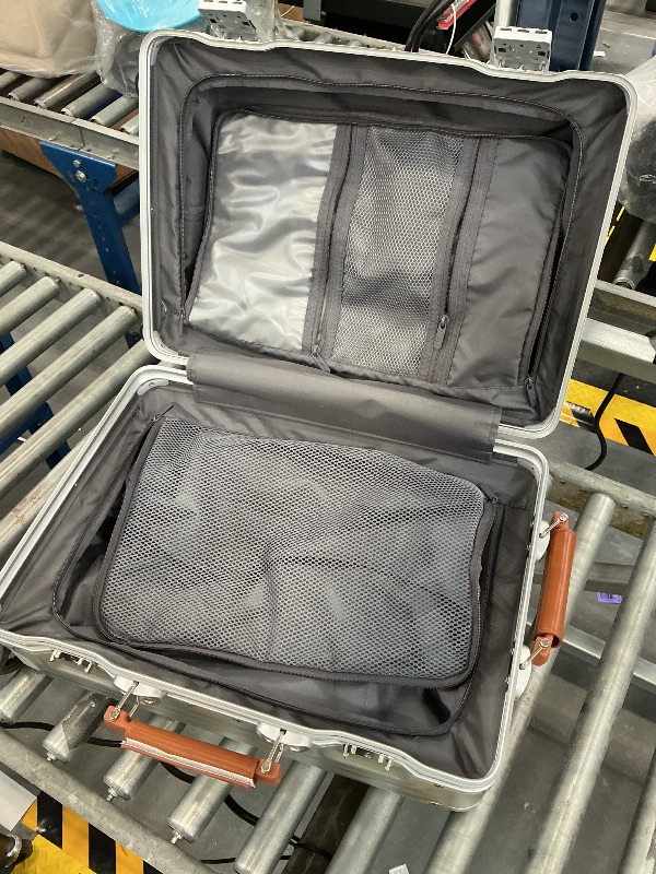 Photo 1 of HotWay 20 Inch Carry On Luggage with Leather Handle,Silver