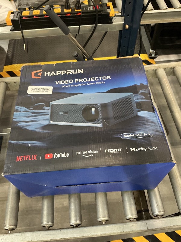 Photo 1 of HAPPRUN Outdoor Projector - 3000 ANSI Lumens, Built-in Apps, Smart OS