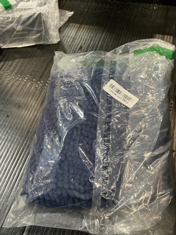 Photo 1 of BOANKODU Chenille Bath Rug Set (3-Piece, Navy Blue)