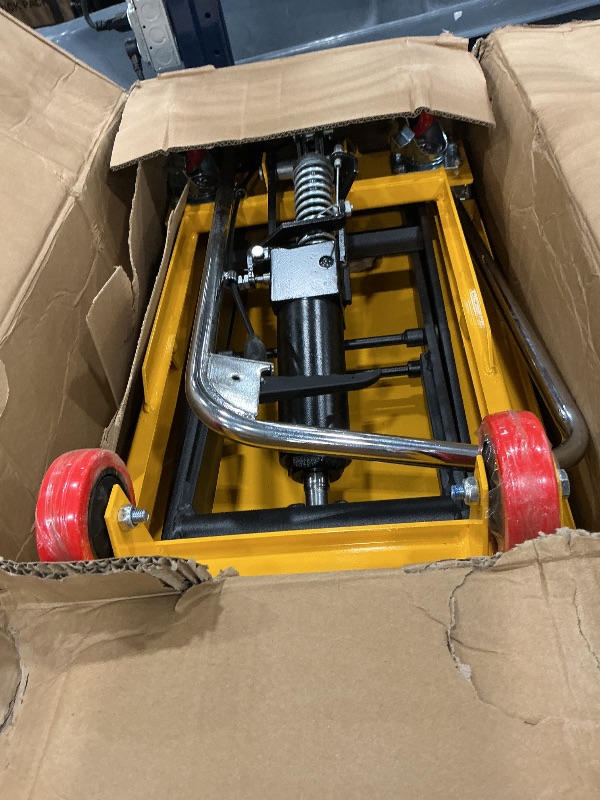 Photo 1 of Hydraulic Lift Table Cart, 330lbs Capacity 49.6'' Max Lift, Double Scissor Lift Table w/4 Wheels & Non-Slip Pad, Heavy Duty Hydraulic Platform Lift Cart for Warehouse, Shop, Garage Material Handling
